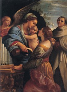 Madonna con el Niño, Santa Cecilia y San Alberto de Lorenzo Garbieri